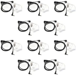 (10-Pack) 1-Pin Transparent Concealed Acoustic Tube Headphones for YAESU Vertex FT-50R FT-60 FT-60R FT-70 FT-70DR VX-10 VX-110 VX-130 VX-150 VX-400 Retevis RB15 RT40B 3.5mm with PTT Microphone
