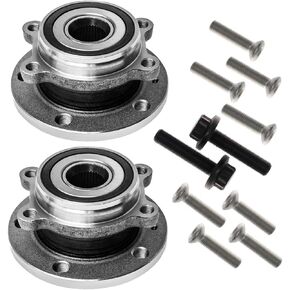 Front Wheel Hub and Bearing Assembly Left Right Compatible Audi A3 Q3 TT Quattro VW CC Passat Tiguan Beetle GTI Golf R Jetta Rabbit AUQDD 513253 x2 (Pair) [ 5 Lug W/ABS ] (Rectangular 4-Hole Flange)