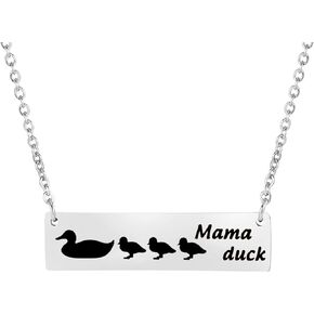 CHOORO Mama Duck Necklace Mama Duck Bar Necklace Mother and Children Necklace Mother’s Day Gift
