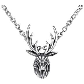 قلادة رأس الغزلان للرجال، قلادة الهيب هوب الرنة، قلادة قلادة قرن الوعل من فايكنغ فايكنغ مع سلسلة 21.7 بوصة، قلادة من الفولاذ المقاوم للصدأ على شكل غزال الصخرة الشرير، قلادة غزال حيوان عتيقة هدية للرجال والأولاد in Kuwait