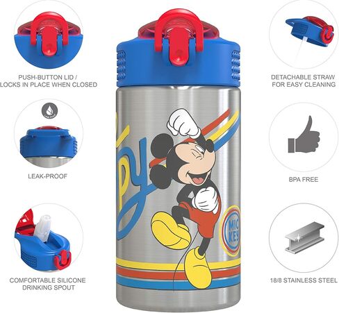 Zak Designs Minecraft 18/8 Single Wall Stainless Steel Kids Water Bottle with Flip-up Straw Spout and Locking Spout Cover, Durable Cup Stays Clean for Sports or Travel (15.5oz, Non-BPA) in Saudi Arabia