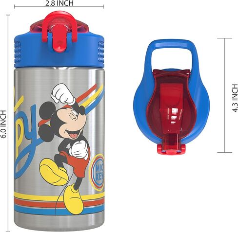 Zak Designs Minecraft 18/8 Single Wall Stainless Steel Kids Water Bottle with Flip-up Straw Spout and Locking Spout Cover, Durable Cup Stays Clean for Sports or Travel (15.5oz, Non-BPA) in Saudi Arabia