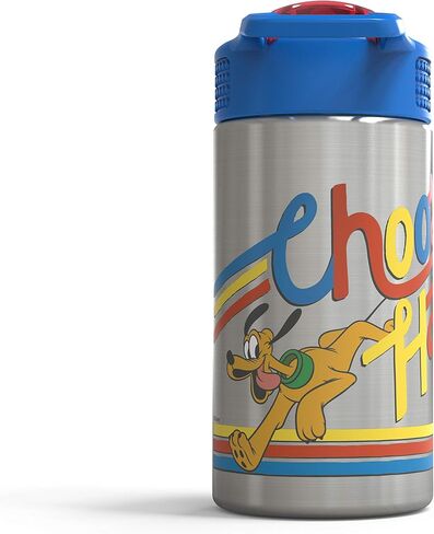 Zak Designs Minecraft 18/8 Single Wall Stainless Steel Kids Water Bottle with Flip-up Straw Spout and Locking Spout Cover, Durable Cup Stays Clean for Sports or Travel (15.5oz, Non-BPA) in Saudi Arabia