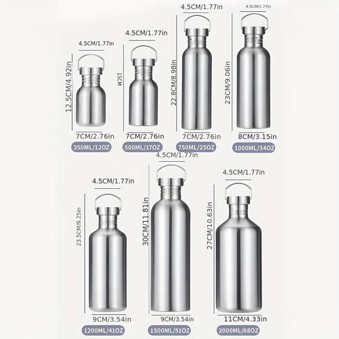 Stainless Steel Water Bottle Single Wall Metal Water Bottle Large Camping Water Bottle with Handle Wide Mouth Leak Proof Lightweight Sports Kettle Cup (12 oz) in Saudi Arabia