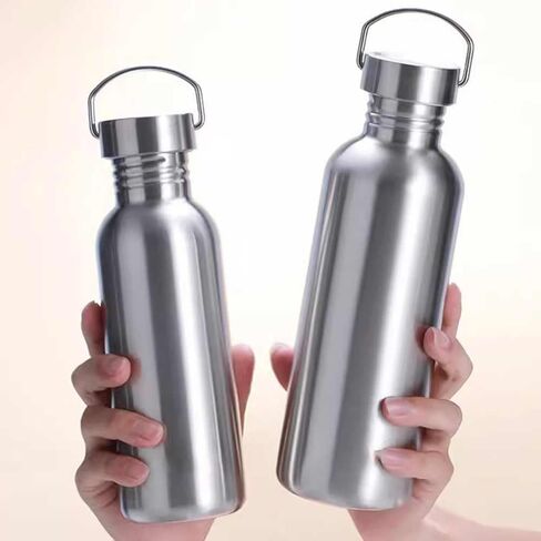 Stainless Steel Water Bottle Single Wall Metal Water Bottle Large Camping Water Bottle with Handle Wide Mouth Leak Proof Lightweight Sports Kettle Cup (12 oz) in Saudi Arabia