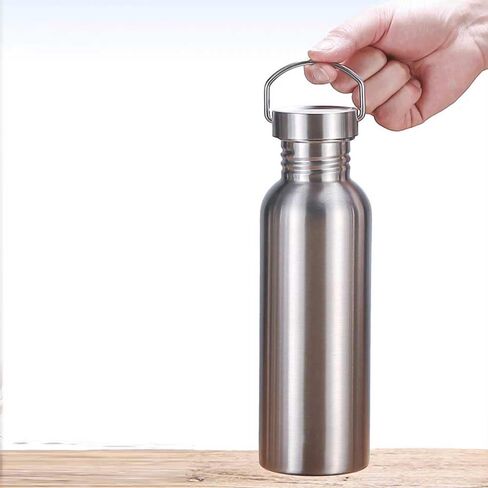 Stainless Steel Water Bottle Single Wall Metal Water Bottle Large Camping Water Bottle with Handle Wide Mouth Leak Proof Lightweight Sports Kettle Cup (12 oz) in Saudi Arabia