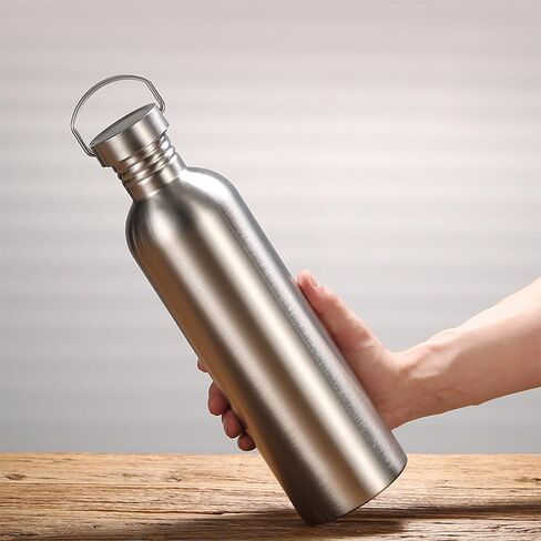 Stainless Steel Water Bottle Single Wall Metal Water Bottle Large Camping Water Bottle with Handle Wide Mouth Leak Proof Lightweight Sports Kettle Cup (12 oz) in Saudi Arabia