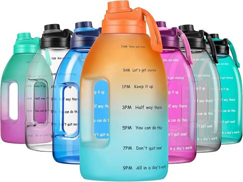 Diller 1 Gallon Water Bottle, Gallon Bottle Large Water Bottle to Drink, 128oz Motivational Water Jug with handle for Gym Workout, BPA Free, Leak-Proof (Fuchsia) in Saudi Arabia