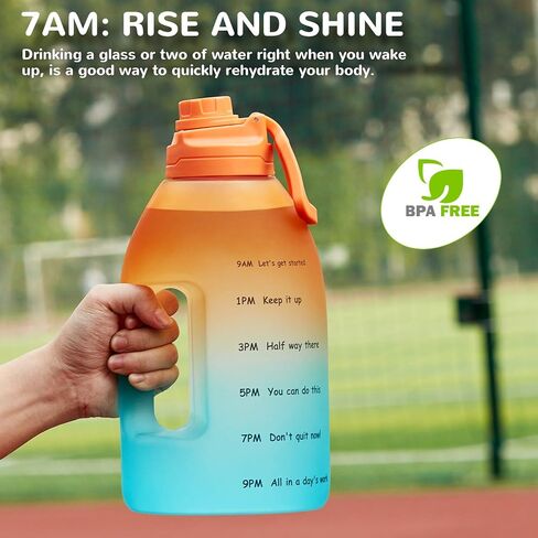 Diller 1 Gallon Water Bottle, Gallon Bottle Large Water Bottle to Drink, 128oz Motivational Water Jug with handle for Gym Workout, BPA Free, Leak-Proof (Fuchsia) in Saudi Arabia
