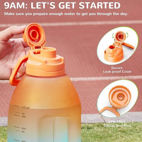 Diller 1 Gallon Water Bottle, Gallon Bottle Large Water Bottle to Drink, 128oz Motivational Water Jug with handle for Gym Workout, BPA Free, Leak-Proof (Fuchsia) in Saudi Arabia