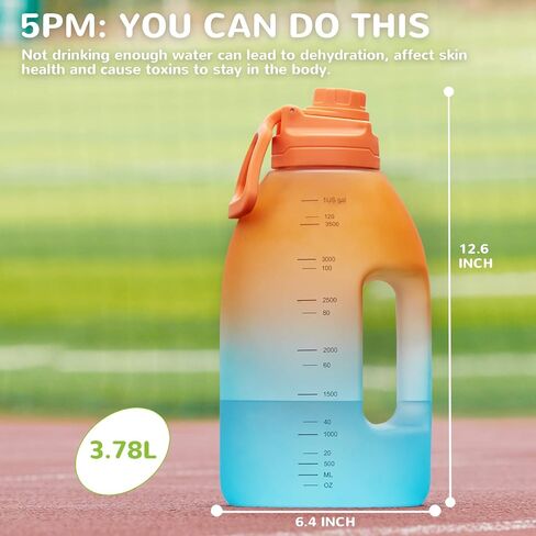 Diller 1 Gallon Water Bottle, Gallon Bottle Large Water Bottle to Drink, 128oz Motivational Water Jug with handle for Gym Workout, BPA Free, Leak-Proof (Fuchsia) in Saudi Arabia