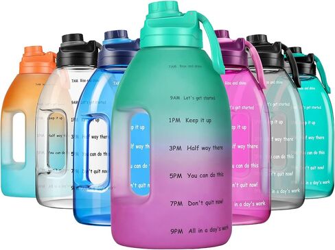 Diller 1 Gallon Water Bottle, Gallon Bottle Large Water Bottle to Drink, 128oz Motivational Water Jug with handle for Gym Workout, BPA Free, Leak-Proof (Fuchsia) in Saudi Arabia