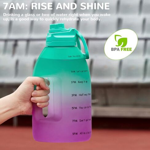 Diller 1 Gallon Water Bottle, Gallon Bottle Large Water Bottle to Drink, 128oz Motivational Water Jug with handle for Gym Workout, BPA Free, Leak-Proof (Fuchsia) in Saudi Arabia