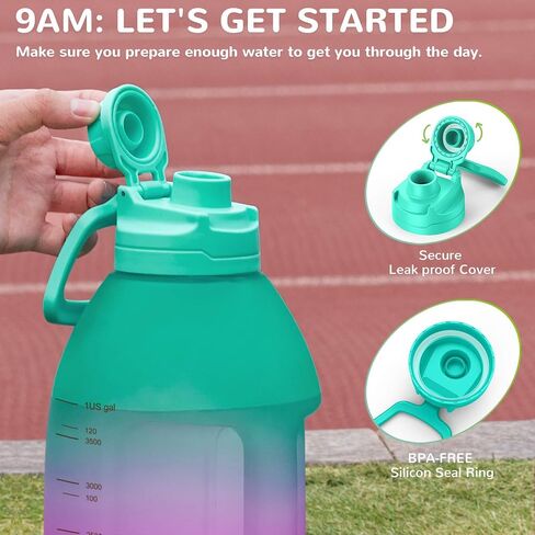 Diller 1 Gallon Water Bottle, Gallon Bottle Large Water Bottle to Drink, 128oz Motivational Water Jug with handle for Gym Workout, BPA Free, Leak-Proof (Fuchsia) in Saudi Arabia