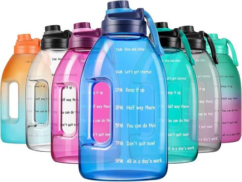 Diller 1 Gallon Water Bottle, Gallon Bottle Large Water Bottle to Drink, 128oz Motivational Water Jug with handle for Gym Workout, BPA Free, Leak-Proof (Fuchsia) in Saudi Arabia