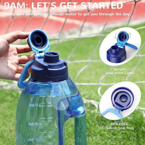 Diller 1 Gallon Water Bottle, Gallon Bottle Large Water Bottle to Drink, 128oz Motivational Water Jug with handle for Gym Workout, BPA Free, Leak-Proof (Fuchsia) in Saudi Arabia