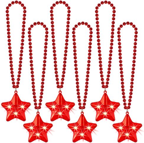 6 Pack Light Up Star Necklaces Beaded Necklaces with Glow Star 4th of July Party Accessories for Patriotic Parade Independence Day Decorations Mardi Gras Party Favors in Saudi Arabia