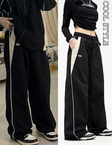 للجنسين Y2k فضفاض Sweatpants الرجال ParachuteTrack السراويل خمر ركض الهيب هوب المتضخم Sweatpants للرجال in Kuwait