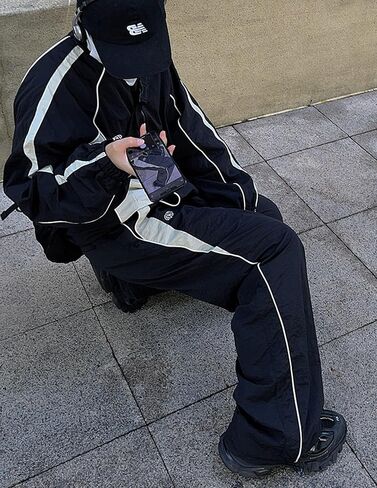 للجنسين Y2k فضفاض Sweatpants الرجال ParachuteTrack السراويل خمر ركض الهيب هوب المتضخم Sweatpants للرجال in Kuwait