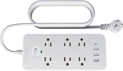 شريط طاقة واقي من زيادة التيار مع منافذ USB، سلك تمديد بطول 6 أقدام، 6 منافذ تيار متردد، حماية عالية من زيادة التيار 1700 جول، متعدد الاستخدامات، صغير الحجم، موسع منفذ قابل للتركيب لمكتب النوم المنزلي، أبيض in Saudi Arabia