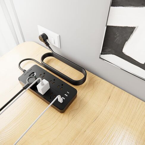 شريط طاقة واقي من زيادة التيار مع منافذ USB، سلك تمديد بطول 6 أقدام، 6 منافذ تيار متردد، حماية عالية من زيادة التيار 1700 جول، متعدد الاستخدامات، صغير الحجم، موسع منفذ قابل للتركيب لمكتب النوم المنزلي، أبيض in Saudi Arabia