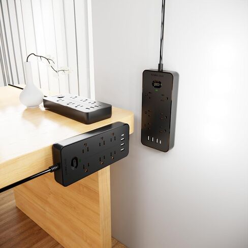 شريط طاقة واقي من زيادة التيار مع منافذ USB، سلك تمديد بطول 6 أقدام، 6 منافذ تيار متردد، حماية عالية من زيادة التيار 1700 جول، متعدد الاستخدامات، صغير الحجم، موسع منفذ قابل للتركيب لمكتب النوم المنزلي، أبيض in Saudi Arabia