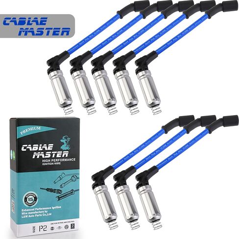 كابل ماستر 10.2 مم أسلاك توصيل الإشعال للسباق لرينيه إكسبريس سافانا 1500 2500 3500 تاهو SSR إنفوي أسندر تريل بليزر EXT 4.8L 5.3L 6.0L V8 LS المحرك 2003-2008 أزرق in Kuwait