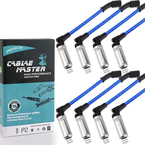 كابل ماستر 10.2 مم أسلاك توصيل الإشعال للسباق لرينيه إكسبريس سافانا 1500 2500 3500 تاهو SSR إنفوي أسندر تريل بليزر EXT 4.8L 5.3L 6.0L V8 LS المحرك 2003-2008 أزرق in Kuwait