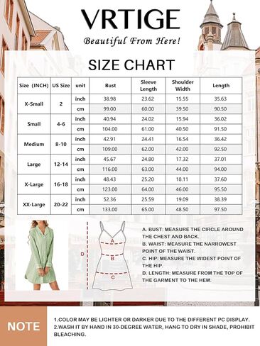Vrtige Women's Striped Nightgown Collar V Neck Long Sleeve Button Down Nightwear Top Sleep Shirts Nightdress in Saudi Arabia
