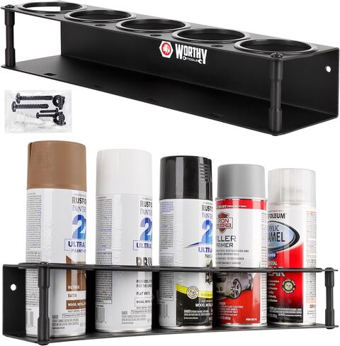 Spray Can Holder Wall Mount with Rubber Grommets - Anodized Aluminum Spray Can Organizer Hold 5 Cans - Aerosol Can Rack for Spray Paint Storage - Ideal for Workshops, Vans & Garages in Saudi Arabia