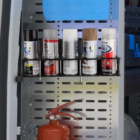 Spray Can Holder Wall Mount with Rubber Grommets - Anodized Aluminum Spray Can Organizer Hold 5 Cans - Aerosol Can Rack for Spray Paint Storage - Ideal for Workshops, Vans & Garages in Saudi Arabia