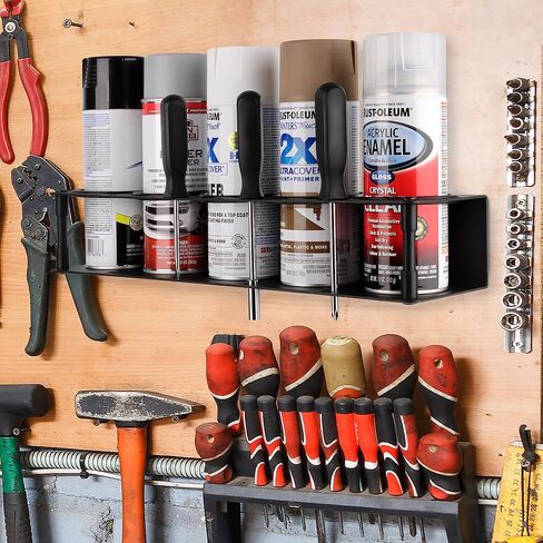 Spray Can Holder Wall Mount with Rubber Grommets - Anodized Aluminum Spray Can Organizer Hold 5 Cans - Aerosol Can Rack for Spray Paint Storage - Ideal for Workshops, Vans & Garages in Saudi Arabia