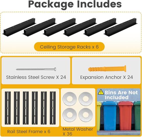 نظام سكة تخزين علوية للحمل، نظام تخزين جراج منزلق قابل للتعديل، رف تخزين علوي، رف تخزين صندوق السقف بمسامير المرآب، رفوف تخزين الصناديق العلوية (الصناديق غير متضمنة) in Kuwait