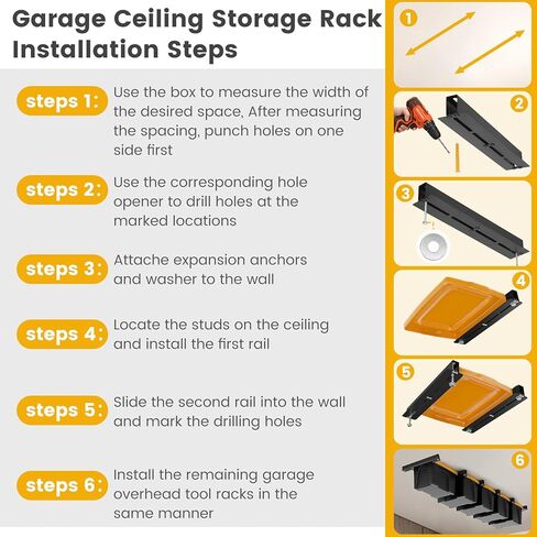 نظام سكة تخزين علوية للحمل، نظام تخزين جراج منزلق قابل للتعديل، رف تخزين علوي، رف تخزين صندوق السقف بمسامير المرآب، رفوف تخزين الصناديق العلوية (الصناديق غير متضمنة) in Kuwait