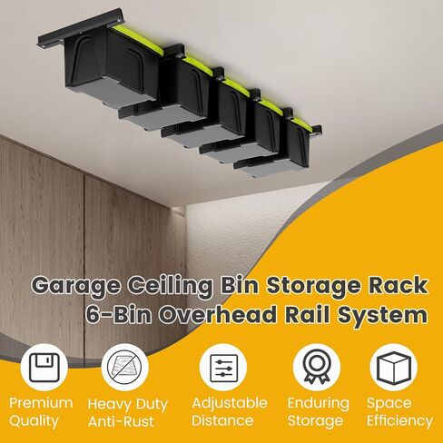 نظام سكة تخزين علوية للحمل، نظام تخزين جراج منزلق قابل للتعديل، رف تخزين علوي، رف تخزين صندوق السقف بمسامير المرآب، رفوف تخزين الصناديق العلوية (الصناديق غير متضمنة) in Kuwait