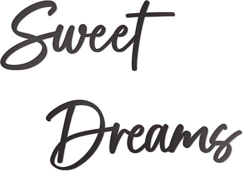 ديكور فني للحائط من Sweet Dreams، علامة معدنية من Sweet Dreams، علامات مزرعة حديثة باللون الأسود للتعليق فوق ديكور جدار السرير لغرفة النوم in Saudi Arabia
