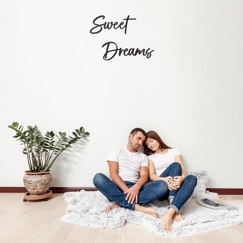 ديكور فني للحائط من Sweet Dreams، علامة معدنية من Sweet Dreams، علامات مزرعة حديثة باللون الأسود للتعليق فوق ديكور جدار السرير لغرفة النوم in Saudi Arabia