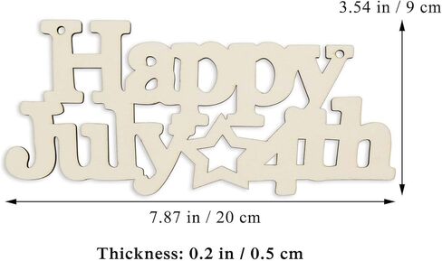 3 قطع Happy 4th of July Letter Wood Sign American Star الوطنية المعلقة لوحة خشبية DIY مشروع الحرف اليدوية مع الحبال ليوم الذكرى للمحاربين القدامى يوم الاستقلال الديكور، 7.87 × 3.54 بوصة in Kuwait