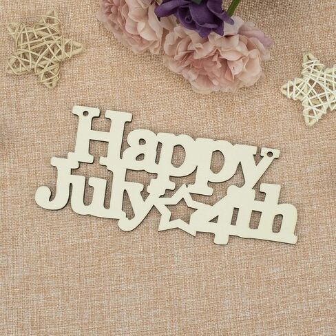 3 قطع Happy 4th of July Letter Wood Sign American Star الوطنية المعلقة لوحة خشبية DIY مشروع الحرف اليدوية مع الحبال ليوم الذكرى للمحاربين القدامى يوم الاستقلال الديكور، 7.87 × 3.54 بوصة in Kuwait
