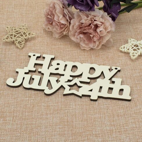 3 قطع Happy 4th of July Letter Wood Sign American Star الوطنية المعلقة لوحة خشبية DIY مشروع الحرف اليدوية مع الحبال ليوم الذكرى للمحاربين القدامى يوم الاستقلال الديكور، 7.87 × 3.54 بوصة in Kuwait