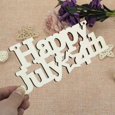3 قطع Happy 4th of July Letter Wood Sign American Star الوطنية المعلقة لوحة خشبية DIY مشروع الحرف اليدوية مع الحبال ليوم الذكرى للمحاربين القدامى يوم الاستقلال الديكور، 7.87 × 3.54 بوصة in Kuwait