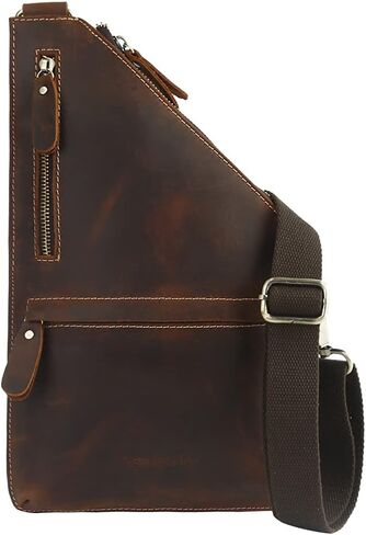 حقيبة كتف جلدية من Leathario للرجال على شكل كتف وحقيبة ظهر كاجوال متعددة الأغراض من الجلد الطبيعي in Kuwait