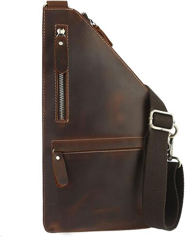 حقيبة كتف جلدية من Leathario للرجال على شكل كتف وحقيبة ظهر كاجوال متعددة الأغراض من الجلد الطبيعي in Kuwait