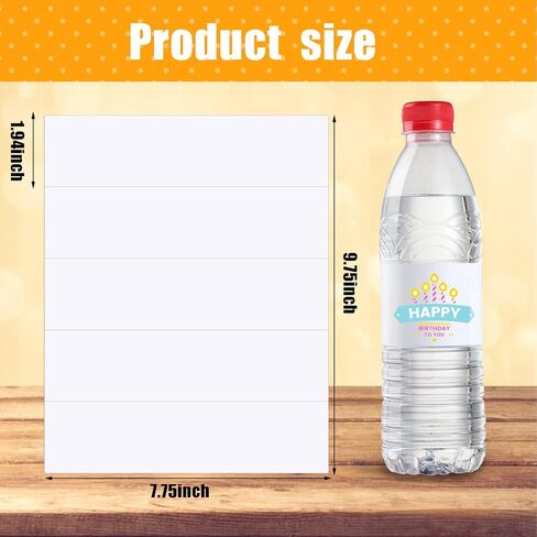 Zonon Printable Water Bottle Labels for Laser, Blank Bottle Stickers Adhesive Personalized Bottle Label Wraparound Rectangle Bottle Label Sticker(240 Pieces) in Saudi Arabia