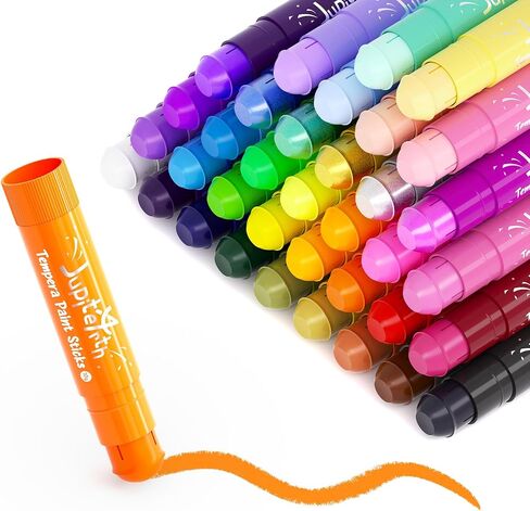 12 Colors Tempera Paint Sticks with 120 PDF Coloring Pages and 30 Stickers, Quick Drying, Smooth, Non-Toxic and Washable Paint Sticks for Kids, Art Supplies for Drawing on Various Objects in Saudi Arabia