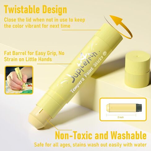 12 Colors Tempera Paint Sticks with 120 PDF Coloring Pages and 30 Stickers, Quick Drying, Smooth, Non-Toxic and Washable Paint Sticks for Kids, Art Supplies for Drawing on Various Objects in Saudi Arabia