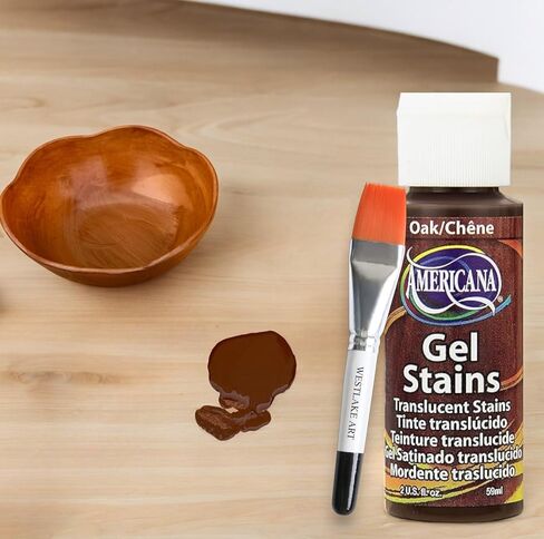 Americana Acrylic Paint, 0.32 oz, Oak American Gel Stains for Wood & Crafts, with Westlake Art Watercolor Paint Brush, Versatile & Easy Application, Ideal for DIY Projects [2-Pack] in Saudi Arabia