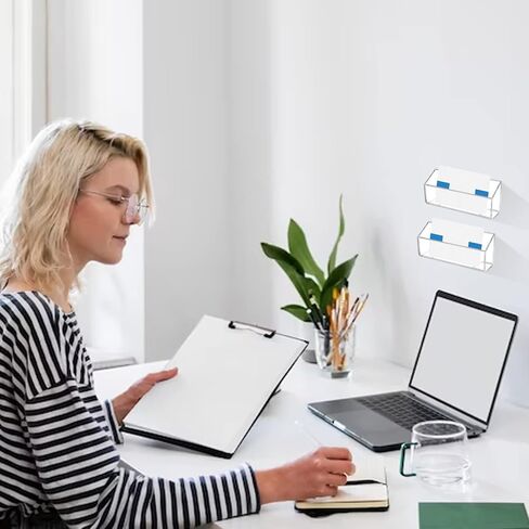 WANGDEFA 16 Pieces Wall Mount Rack Card Holder Business Card Holder Wall Hanging Business Card Holder Clear Wall Mount Business Card Holder for Office Home Display (16) in Saudi Arabia
