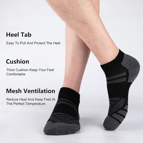 Heatuff 10 Pairs Mens Cushion Ankle Socks, Athletic Running Breathable Low Cut Casual Socks in Saudi Arabia