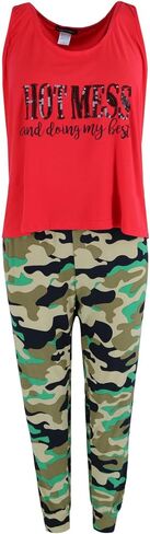 مجموعة Hot Mess للسيدات ذات المقاس الكبير مع Camo Joggers PJ in Saudi Arabia